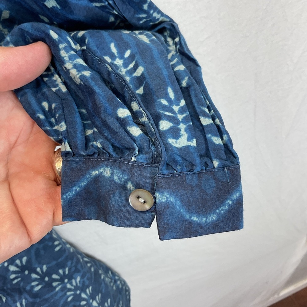 Faherty Silk Blend Solstice Sunburst Mix Print Long Sleeve Minidress M Navy blue - Picture 6 of 13